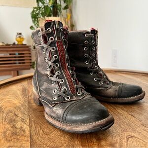 Freebird Liverpool Brown Boots & Red Leather Interior